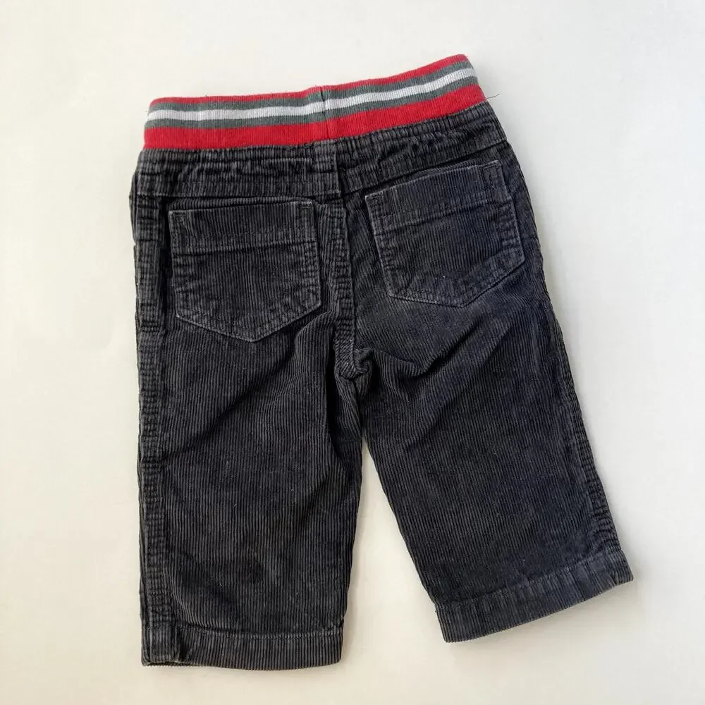 Baby Boden Star Corduroy Pants - Gray Red - 3-6M